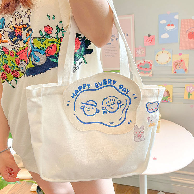 Vibrant & Cute Tote Bag for Women | White Canvas Tote Bag