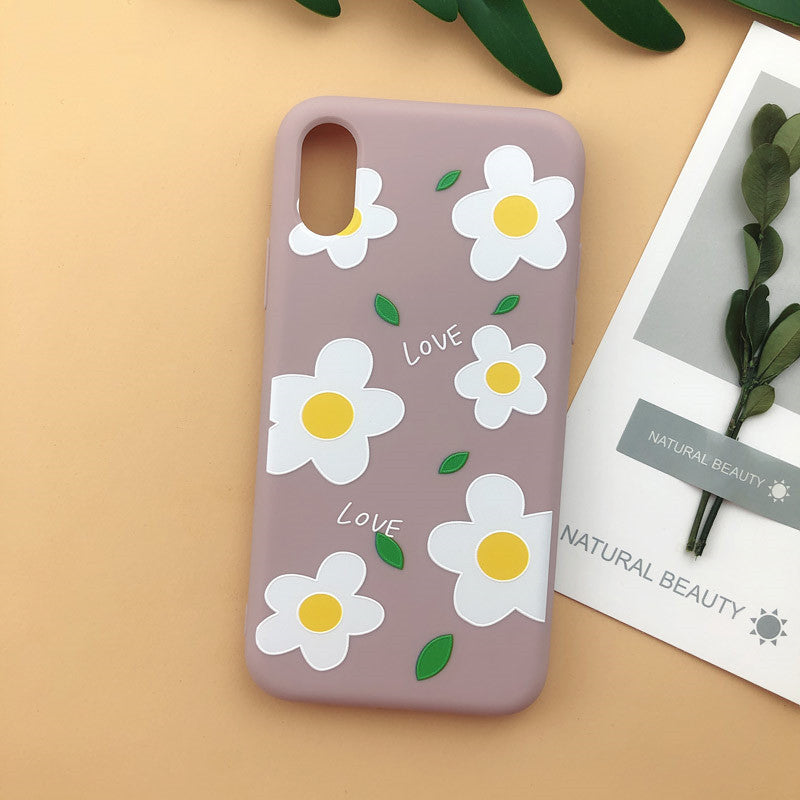 Cute Silicone Peach & Flower Phone Case – Pink & Green Variants