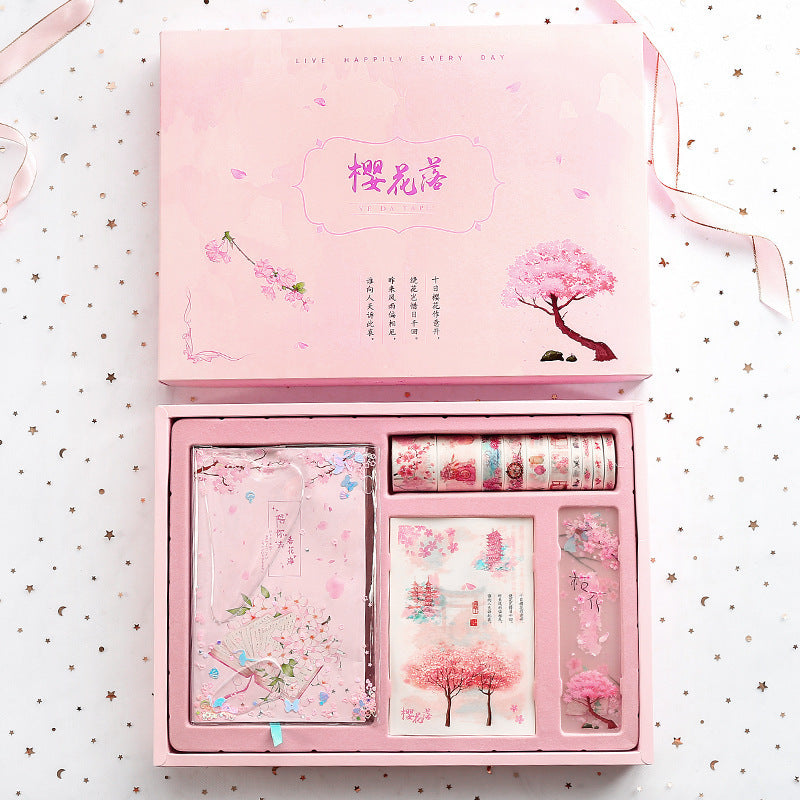 Sakura Blossom Cute Pink Japanese Diary Set with Washi Tapes