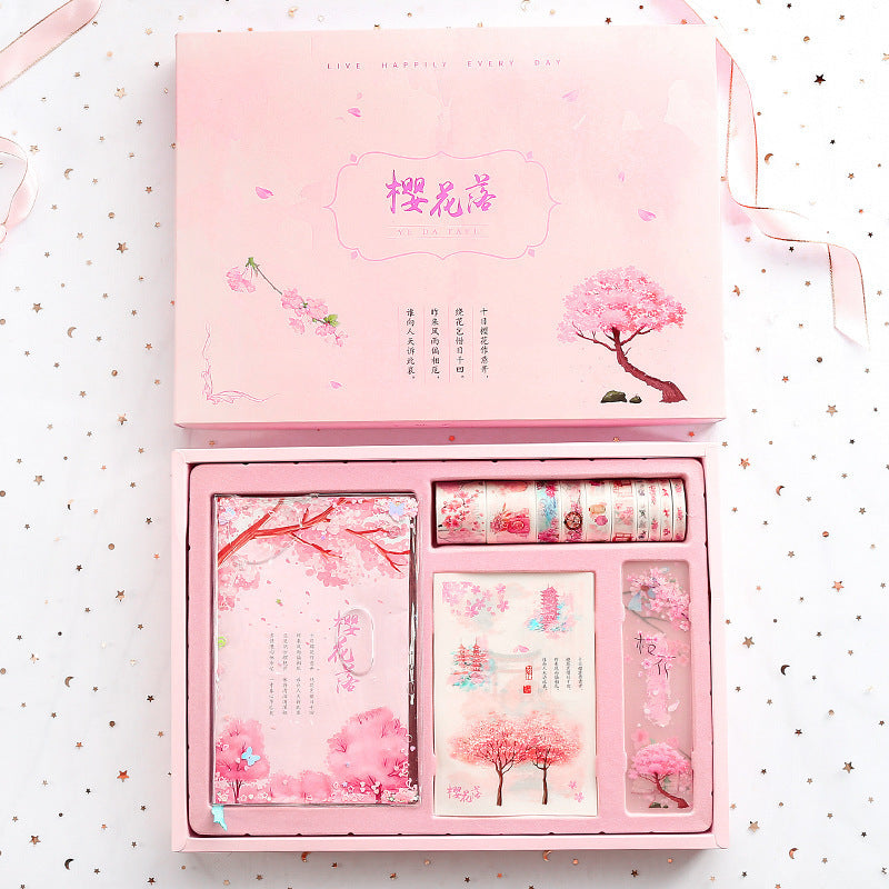 Sakura Blossom Cute Pink Japanese Diary Set with Washi Tapes