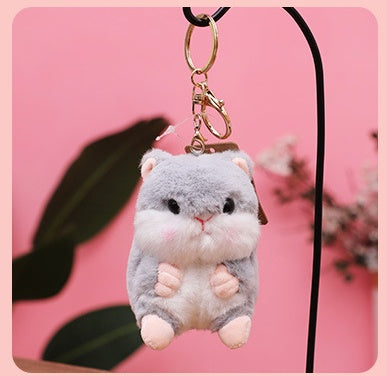 Cute Plush Keychain Set with Chubby Duck & Fluffy Hamster Design