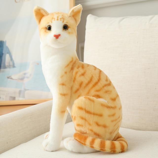 Realistic Cat Plush Toy Set with Striped & Siamese Variants