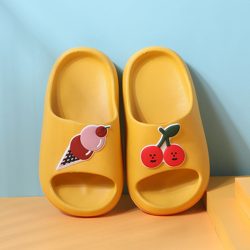 Soft Non-Slip Kids Slippers – Cute Fruit & Dino Rubber Slides