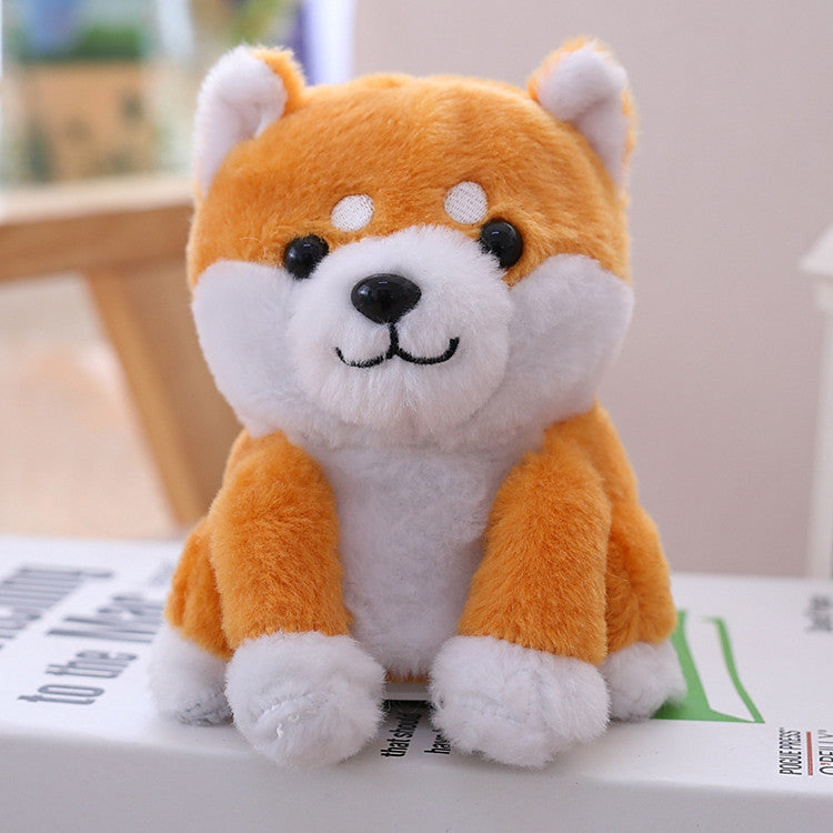 Fluffy White Dog Plush Toy & Shibu Inu Plushie Pair with Talking Feature