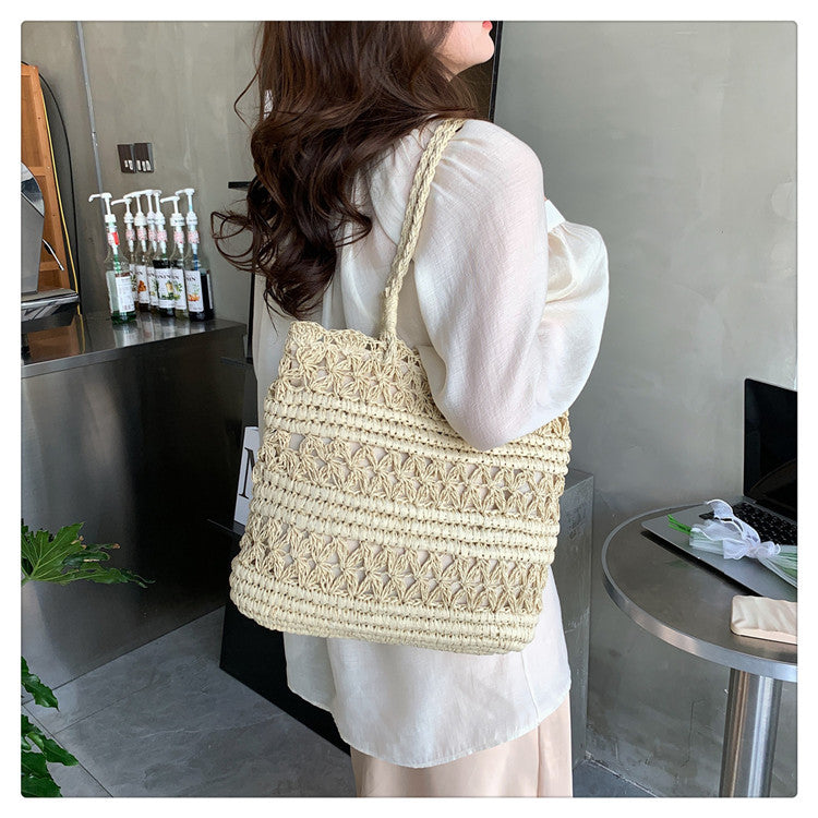 French Vintage Straw Tote Bag | Handmade Tote Bag with Shoulder Strap