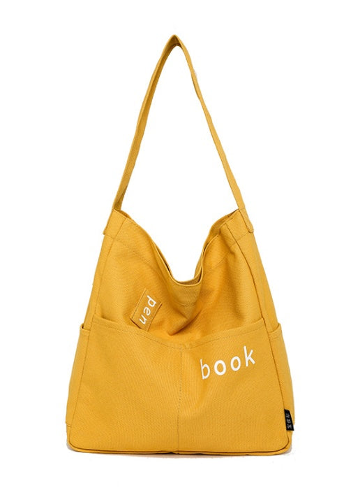 Black, White & Yellow Colored Women's Canvas Tote Bag | Eco-Friendly Shoulder Tote Bag