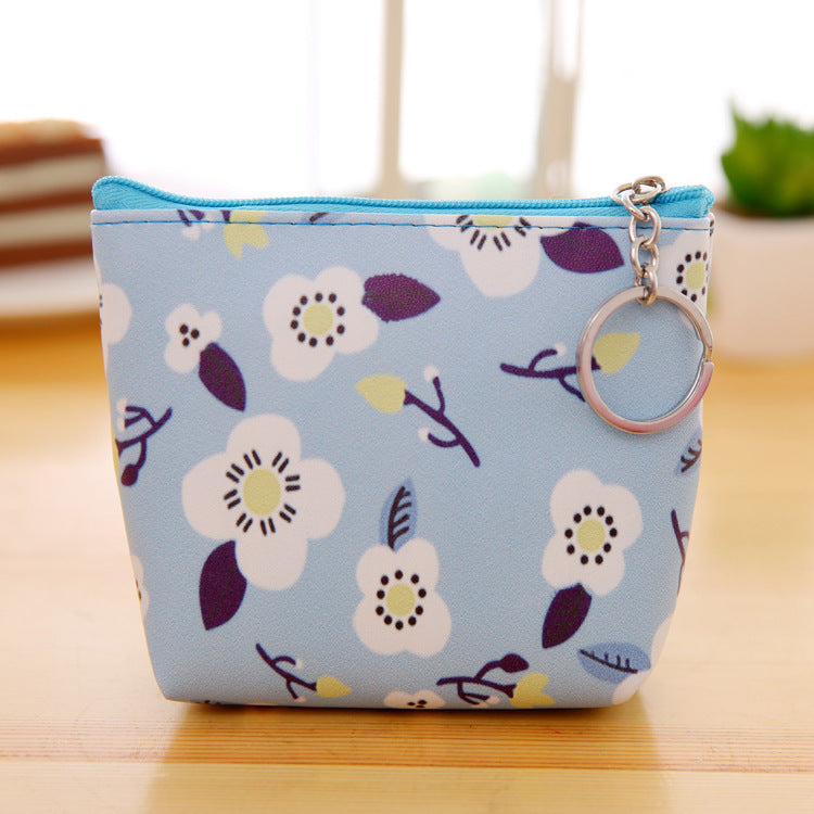 Small Leather Floral Cute Coin Purse – Zipper Pouches in Pastels