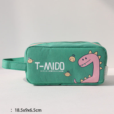 Cartoon Dinosaur Pencil Case - Fun Pastel Stationery Bag in 4 Colors