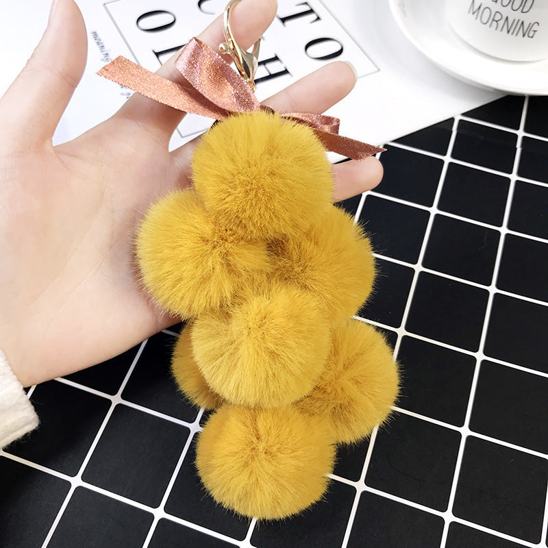 Fabric bow grape keychain