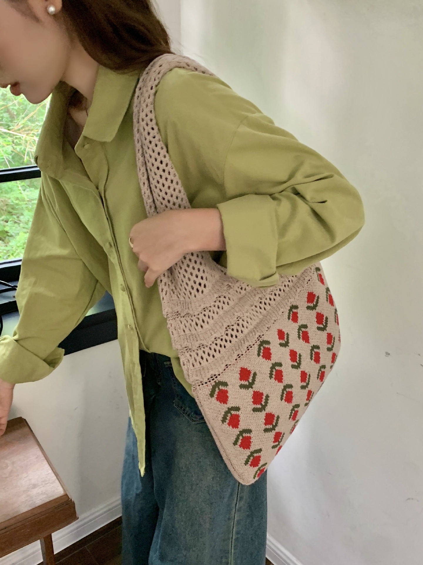 Retro Mesh Tote Bag - Women's Shoulder Tote Bag