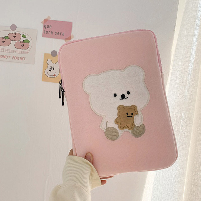 Pink Bear-Themed 11/13 Inch Cute Laptop Sleeve with Zipper