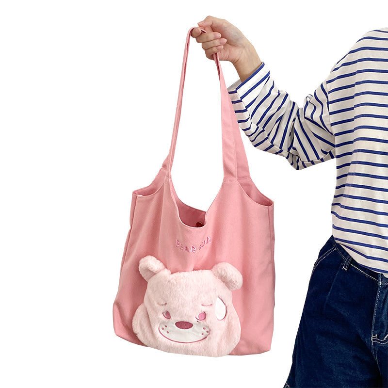 Cute Teddy Bear Tote Bag | Mommy's Blue & Pink Tote Bag