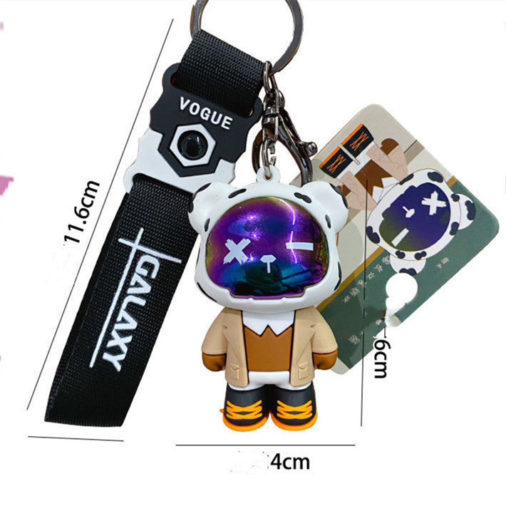 Cool Galaxy Bear Rubber Keychains with X-Eye Astronaut Design