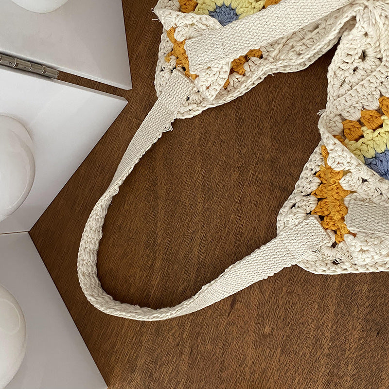 Floral Patterned Straw Tote Bag | Handmade Tote Bag