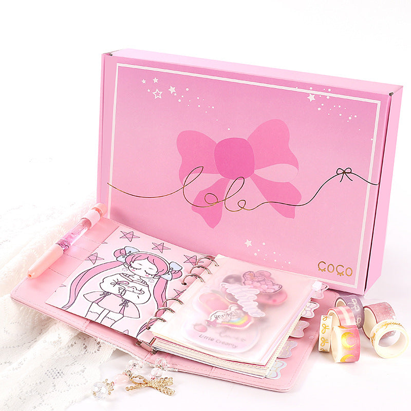 Cute Pink Loose-Leaf Diary for Girls with Stickers & Inserts