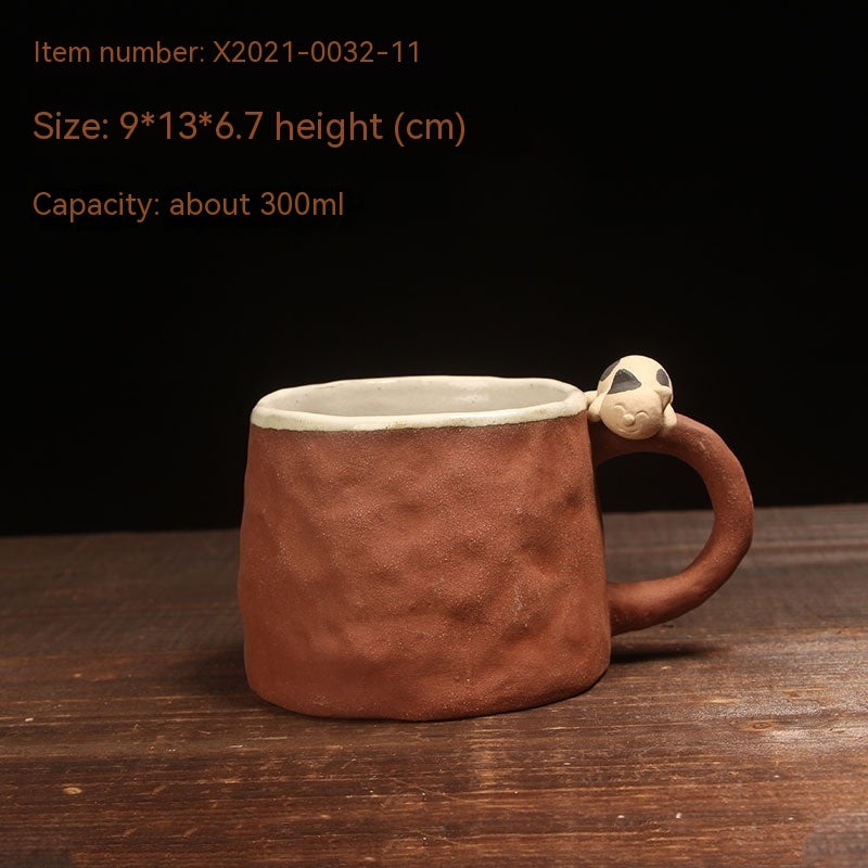 Handmade Pottery Cat Mugs – Rustic Design with Cute Cat Detail