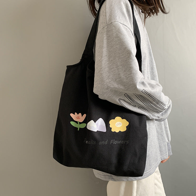 Cute Flower Tote Bag | Fashionable Canvas Shoulder Bag for Women