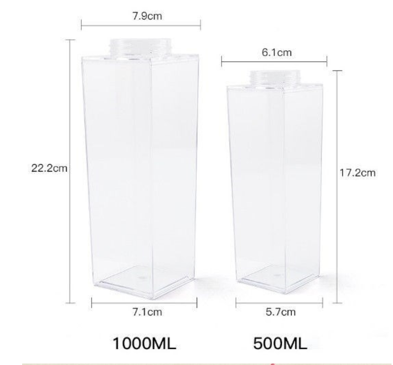 Transparent Milk Carton Water Bottle with Twist Cap