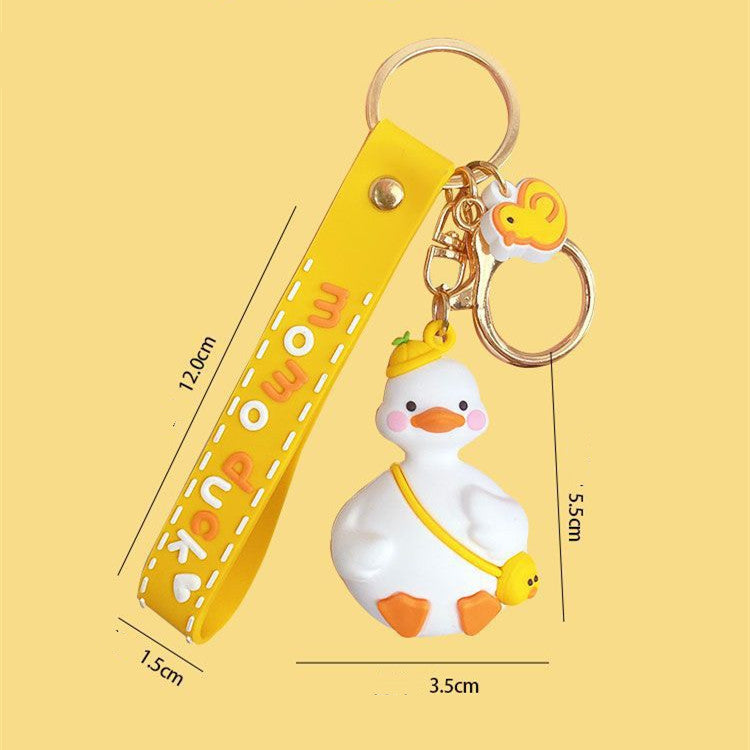 Yellow & White Duck Keychains with Yellow Straps & Cute Charms