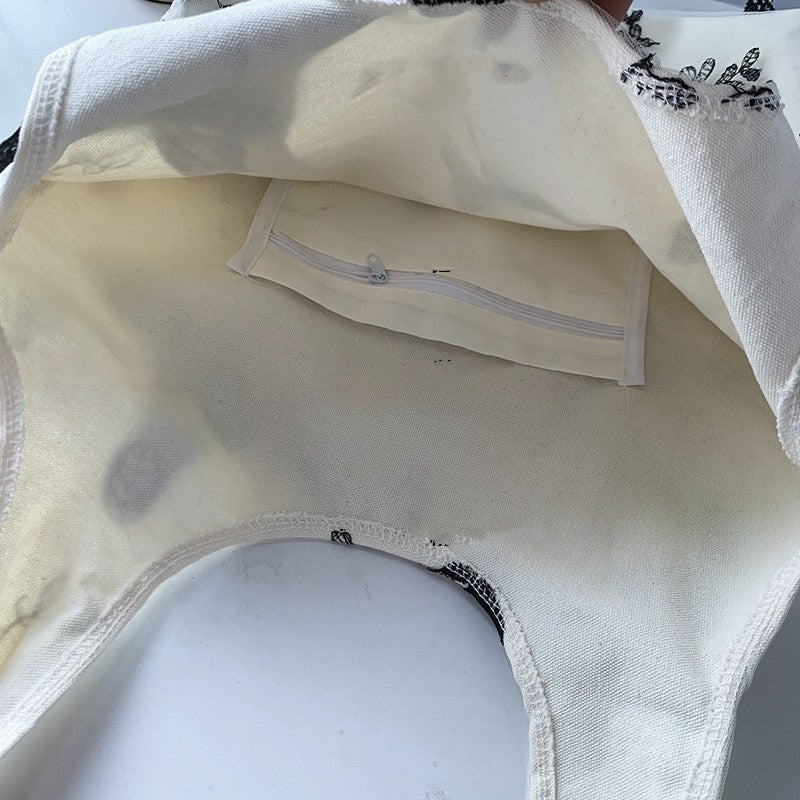 White Colored Butterfly Tote Bag | Embroidered Tote Bag