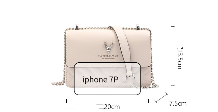 Elegant Small Beige Leather Chain Shoulder Bag in Off-White