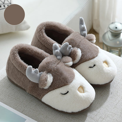 Cozy Plush Reindeer Winter Slippers – Unisex Warm Bedroom Slipper