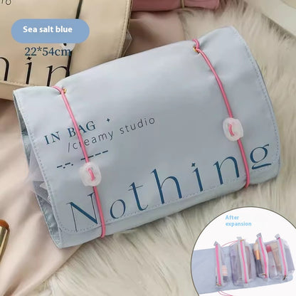 Portable Folding Travel Cosmetic Bag with Multi-Pocket Washbag Design