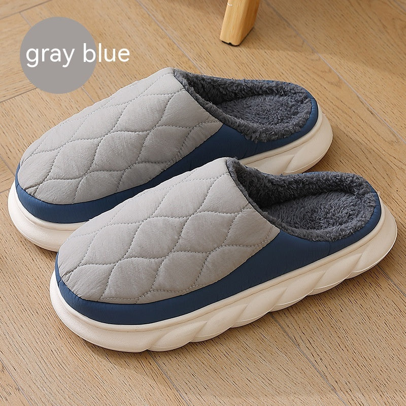 Stylish Warm, Non-Slip, Closed Toe Quilted Plush Home Slippers for Men