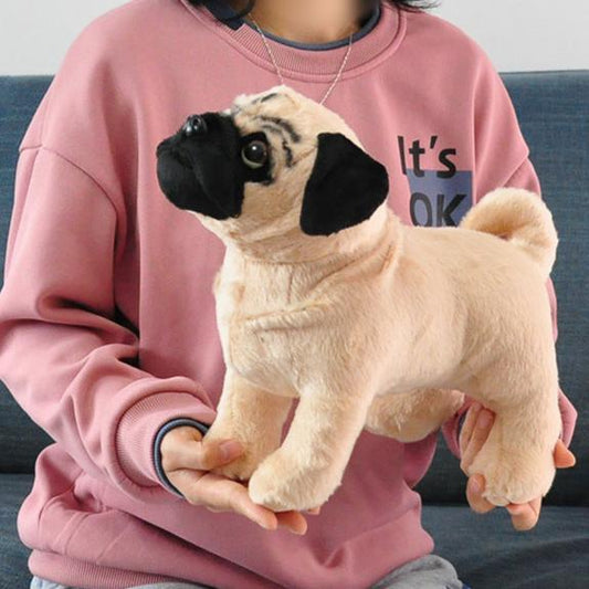 Realistic Pug Plush Toy – Cute Plushie with Soft Tan Fur & Black Face