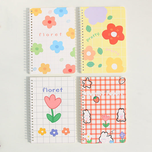 Colorful Korean Spiral Notebooks with Cute Animal & Flower Designs