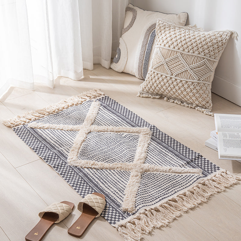 Minimalist Cotton Rectangular Small Rugs with Modern Patterns