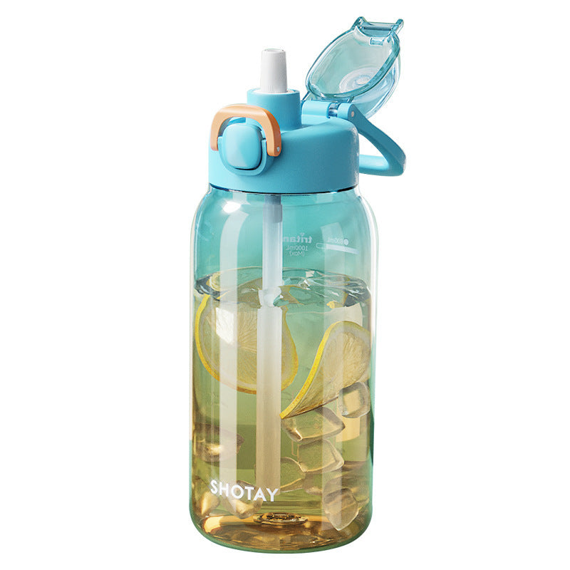 Simple Modern Transparent Flip-Top Plastic Water Bottle with Straw - 4 Colors