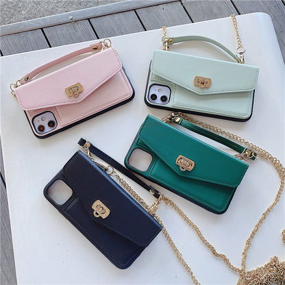 Leather Wallet Phone Case with Chain Strap for Women in 4 Color