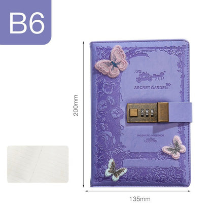 Elegant Butterfly Leather Journal with Lock