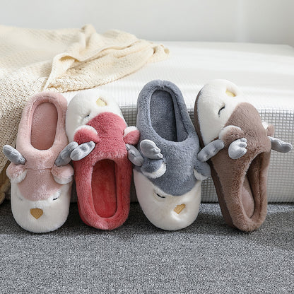 Cozy Plush Reindeer Winter Slippers – Unisex Warm Bedroom Slipper