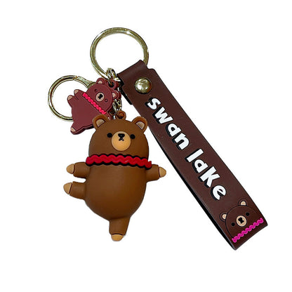 Cute Dancing Animal Backpack Keychains with Dog, Bear, and Rabbit Designs