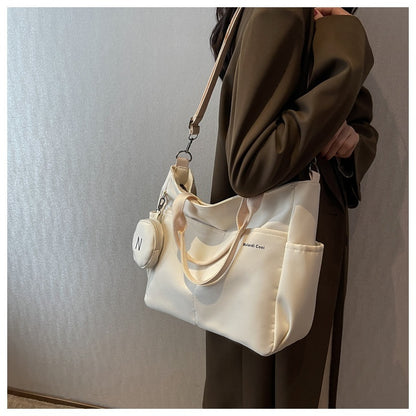 Crossbody Tote Bag Styled in Black, White & Khaki | Women's Nylon Tote Bag