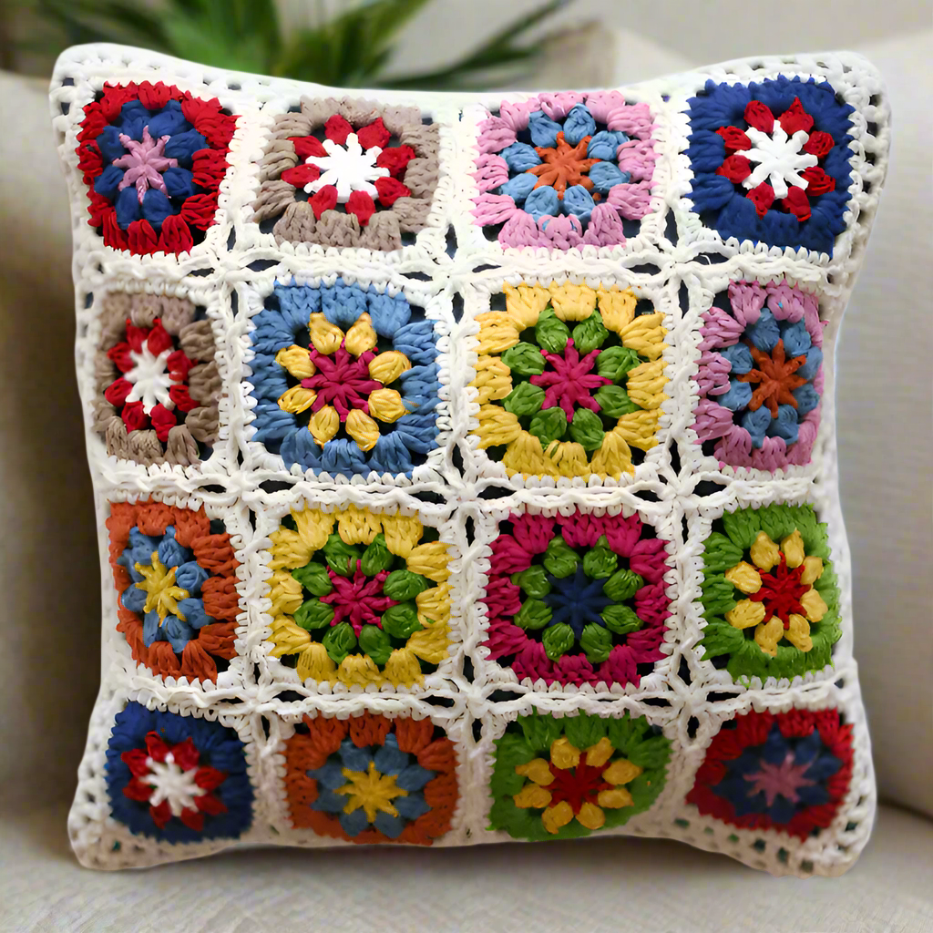 Handmade Floral Decorative Pillow | Square Shaped Throw Pillow