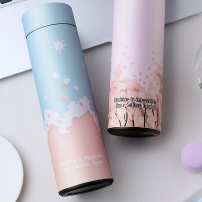 Pastel Stainless Steel Insulated Water Bottles with Cute Floral Design