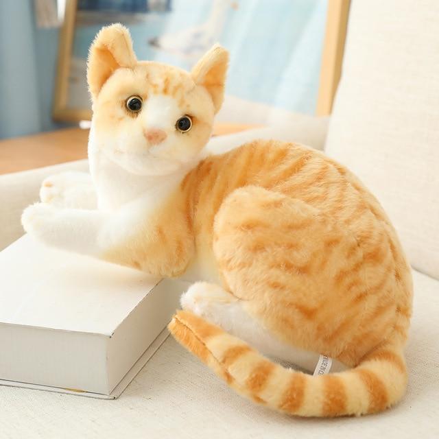 Realistic Cat Plush Toy Set with Striped & Siamese Variants