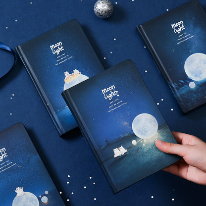 Hardcover Lunar Diary with Dreamy Moonlight Cat Design