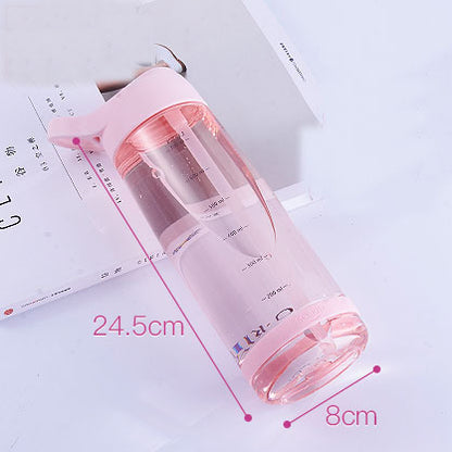 Bright Transparent Large Water Bottle with Straw & Handle – 4 Color Variants