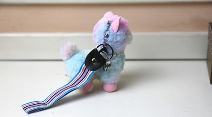 Cute Multi Colored Alpaca Keychain | Plush Keychain