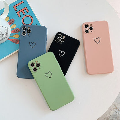 Minimal Heart Silicone Phone Case with Soft Matte Design