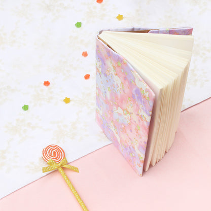 Pastel Cloth-Covered Unicorn Notebook with Starry Design – A5/A6