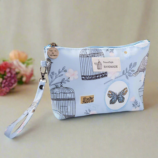 Small Floral Makeup Bag with Wrist Strap – Stylish Washbag