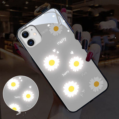 Glossy Luminous TPU Phone Case with Daisies & Avocado Design