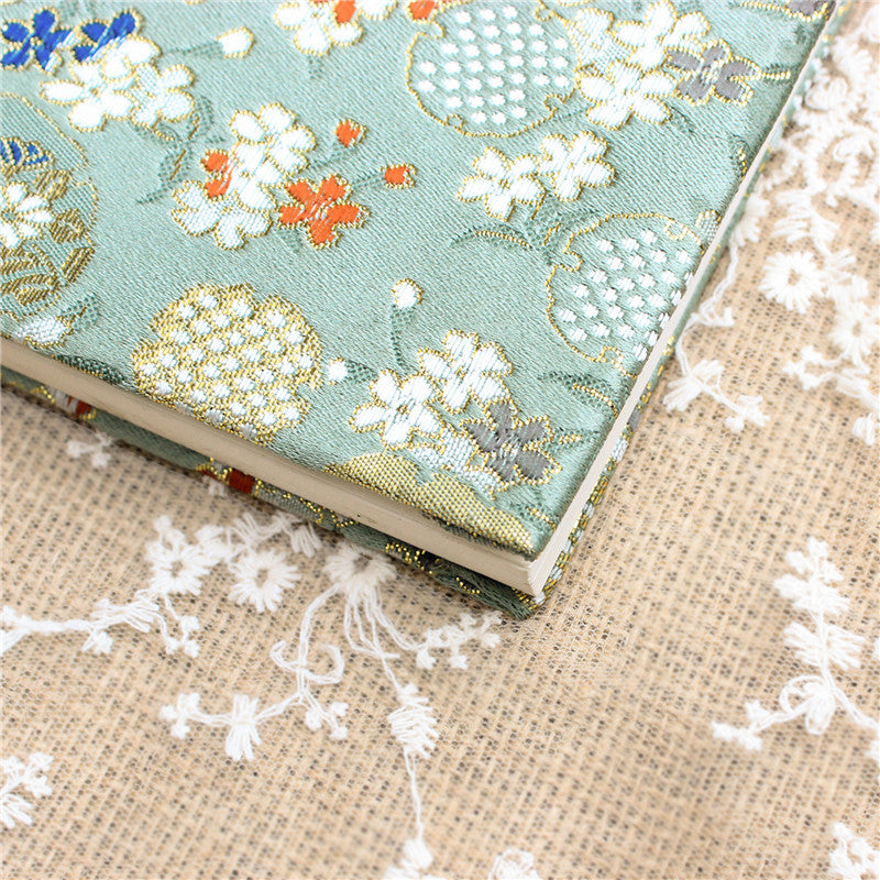 Elegant Cloth-Covered Floral Notebook with Delicate Embroidery – A5/A6