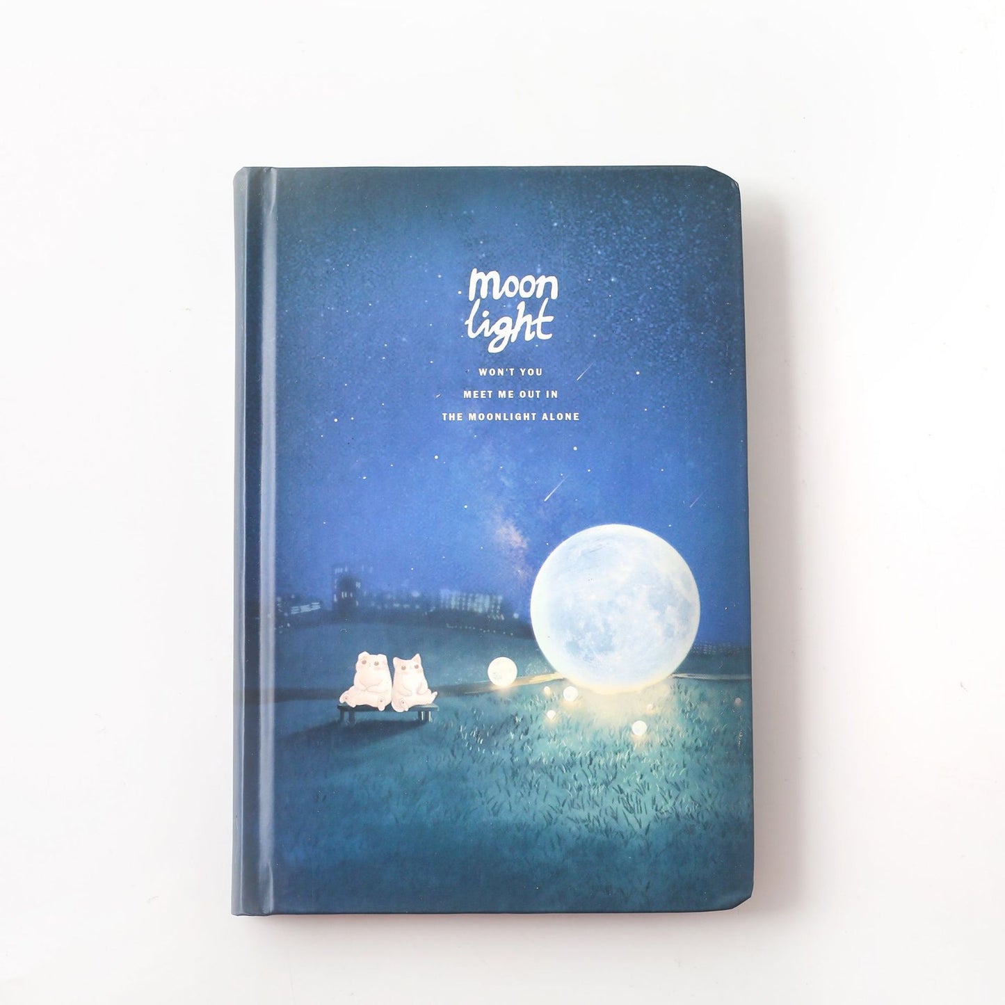 Hardcover Lunar Diary with Dreamy Moonlight Cat Design