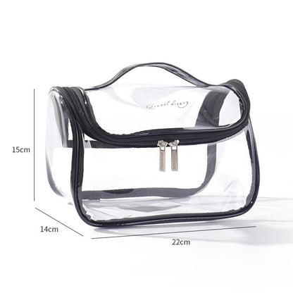 Large Transparent Waterproof Travel Makeup Bag with Zipper Closure